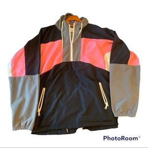 Long sleeve half zip color block wind breaker